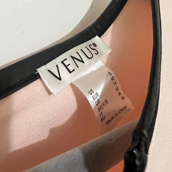 Venus - Stretch Bell Sleeves Belted Dress - Pink/Black - Size 8 - Picture 3 of 7